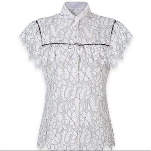 BLACK & WHITE SHORT SLEEVED LACE SHIRT